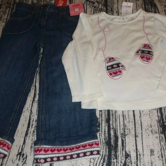 Gymboree Winter Snowflake 3T Shirt Adjustable Waist Jeans Outfit NWT. - Picture 2 of 3